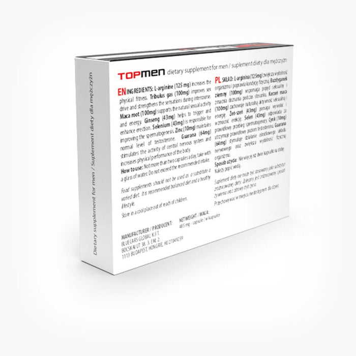 Capsula TopMen Plus, pentru stimularea erectiei si cresterea libidouluii barbatilor, 1 buc