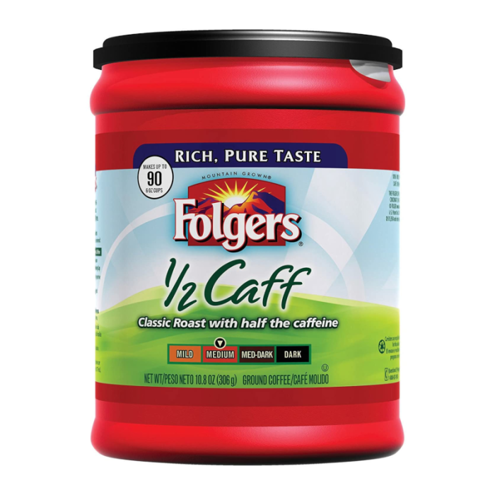 Folgers Half Caff Ground Coffee 272g - Out of Date