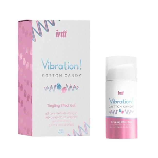 Gel pentru stimulare si excitare INTT Vibration! COTTON CANDY , cu efect de incalzire, ALB, Unisex, 15 ml