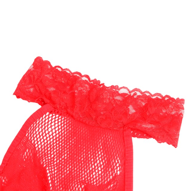 Lenjerie bodystocking Subblime - Crotchless, model 952372, tip plasa, rosu, marime universala