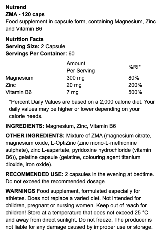 Nutrend ZMA 120 Caps