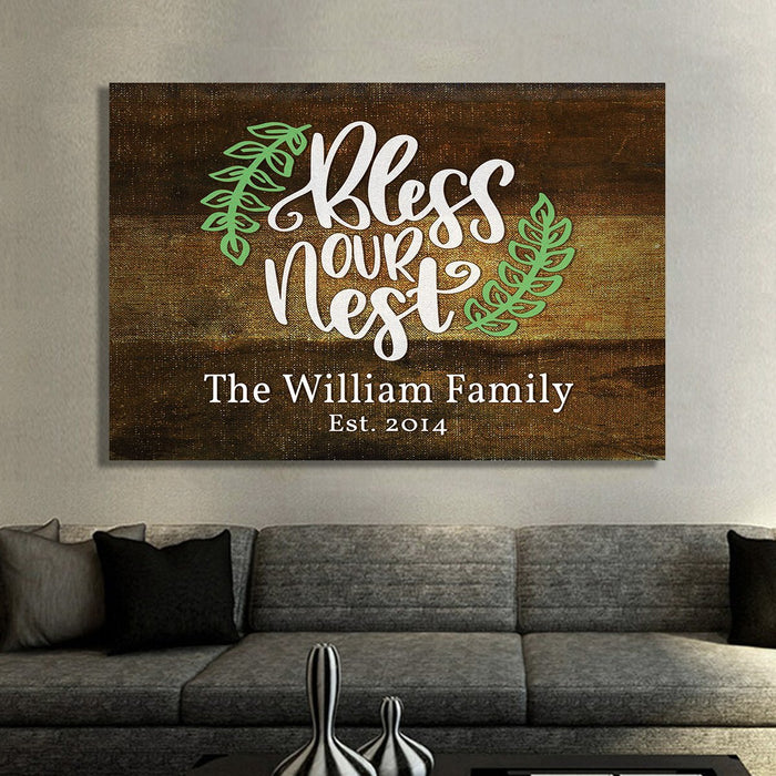 "Our Nest" Family Personalized Canvas Wallart