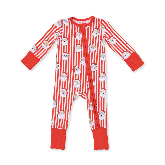Embrace timeless holiday charm with this Vintage Santa Stripe Convertible Romper from Angel Dear. Crafted in soft bamboo fabric, this classic red and white striped design captures nostalgic Christmas spirit while offering comfort for growing infants. The convertible design adapts to your baby's needs, making it perfect for cozy season styling or layering year-round. Gentle bamboo construction ensures breathable wear for all-day comfort.